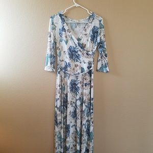 CLOSET CLOSING:  Blue and White Floral Print Maxi